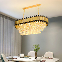Lampe de décoration en verre métallique ovale moderne pour salon, Villa, lampes de luxe, lustre suspendu en cristal pour la maison