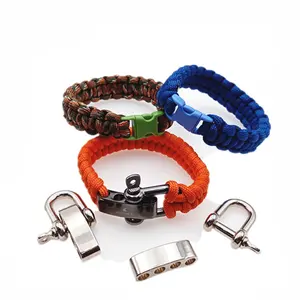 Acero inoxidable D U Grillete Hebilla de acero ajustable para 5mm Cuerda de supervivencia al aire libre Pulsera Paracord Cuerda trenzada disponible