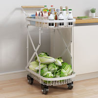Organisateur de cuisine utilitaire et chariot de rangement avec poignée en bois chariot de cuisine de garde-manger sur roues pour collation aux fruits pomme de terre oignon légumes