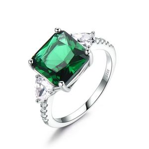 Anelli di pietre preziose <span class=keywords><strong>smeraldo</strong></span> per le donne <span class=keywords><strong>anello</strong></span> di promessa in <span class=keywords><strong>argento</strong></span> Sterling massiccio 925 quadrato verde fidanzamento di nozze gioielli di lusso nuovo - Product Image 1