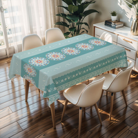 Nappe carrée en PVC bleu ciel RNPT, résistante à l'huile, en rouleau, pour cuisine, salle à manger, fête