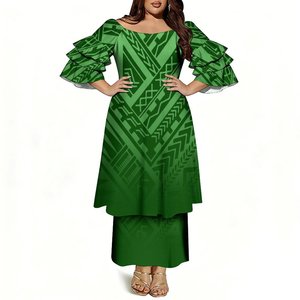 Prix de gros 2026 Vêtements pour femmes Puletasi Samoan à motif polynésien, grande taille, design de luxe, épaules dénudées - Product Image 4