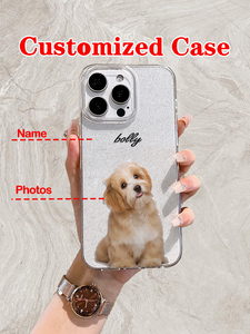 Coque de téléphone personnalisée avec <span class=keywords><strong>photo</strong></span> de votre animal et nom de votre animal, peinture UV, paillettes argentées, TPU pour 17/16/15/14 Pro Max - Product Image 2