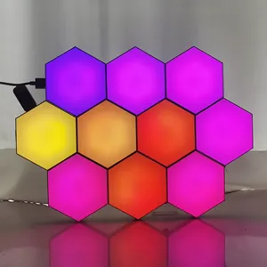 Smart Music Sync Lights Decorative Wall Mounted Led Panel Module Gaming Room APP Controlled Hexagon Led Lights