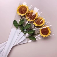 Tournesols artificiels tricotés Crochet fleurs tissées à la main avec tige pour la décoration de Tables de bureau de fête de mariage à la maison