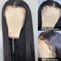 Peluca de Cabello Largo Brasileño Remy Virgen Negro Liso Extremo de 40 Pulgadas, Densidad 250%, Transparente HD Pre-Pluck para Lace Front, Sin Pegamento