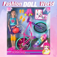 Poupées pour filles KSF de 11,5 pouces, jouets pour enfants, jouets d'imitation pour bébés, ensemble de poupées sur le thème du vélo pour les filles