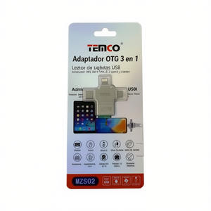 Adaptador Temco Otg 3 en 1 USB para dispositivos móviles Mzs02 - Product Image 1
