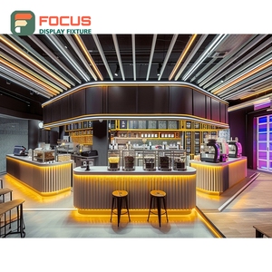 เคาน์เตอร์บริการกาแฟแบบกำหนดเอง ตู้โชว์เบเกอรี่ หน้าเคาน์เตอร์ไม้ลายไม้เชิงพาณิชย์สำหรับร้านกาแฟ - Product Image 1