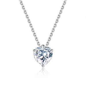 Juego de Joyería Clásica de Moissanita Chapada en Rodio al por Mayor, Cadena de Plata 925 con Anillos de Moissanita con Corte de Corazón - Product Image 2