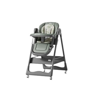 <span class=keywords><strong>Silla</strong></span> Alta para Bebé Kidilo KD505, Plegable, Ajustable, Multifuncional, <span class=keywords><strong>Silla</strong></span> de Aprendizaje OLIVER, Compatible con Automóviles, Color Negro/Gris, para Comer - Product Image 1
