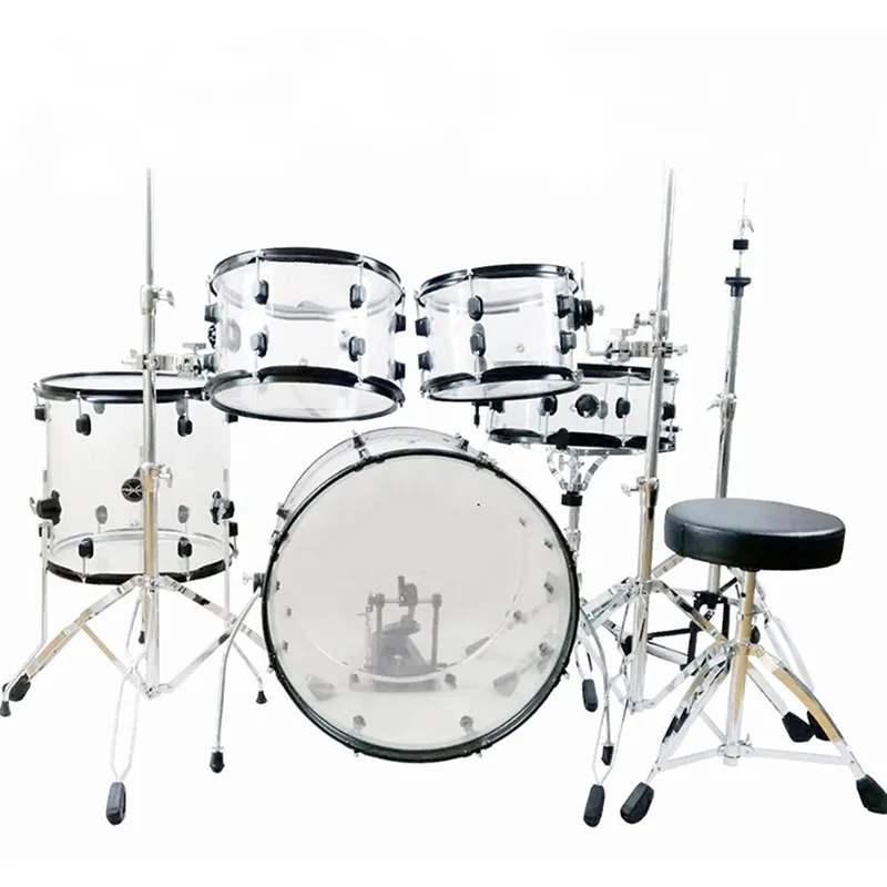 Оптовая продажа с завода, Профессиональный акриловый барабанный набор, прозрачные музыкальные барабанные наборы