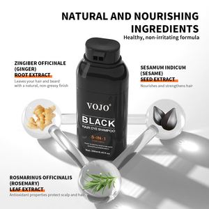 <span class=keywords><strong>VOJO</strong></span> Nuevo Tinte para el Cabello Negro Orgánico 5 en 1, Champú para Teñir el Cabello Negro Permanente Sin Amoníaco, Tinte para Barba Negra para Hombres - Product Image 5