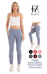 Leggings da Yoga HZL a Vita Alta Senza Cuciture in Spandex e Poliestere, Colore Unito, Elastici, per Fitness - Product Image 1