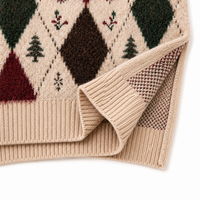 Pull tricoté personnalisé ODM/OEM pour homme, motif Argyle de Noël, flocon de neige, sapin, houx, anti-plis, anti-rétrécissement