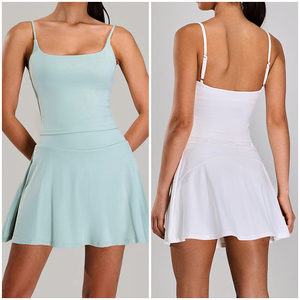 TM0236Y Vêtements de sport pour femmes Gym Rembourré Séchage rapide Beau soutien-gorge dorsal Jupe de tennis d'entraînement confortable Ensembles de fitness anti-exposition - Product Image 2