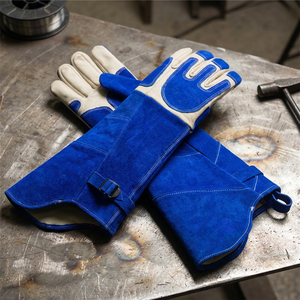 Guantes de Soldadura de Cuero Vacuno con Puño Extendido, Refuerzo en la Palma, Resistentes al Desgaste, Duraderos, de Seguridad Industrial - Product Image 3