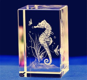 Sản Phẩm Mới Cá Ngựa Tượng Mô Hình Rõ Ràng Pha Lê Cube 3D Khắc Laser Bán Buôn Pha Lê Thủ Công Mỹ Nghệ - Product Image 1