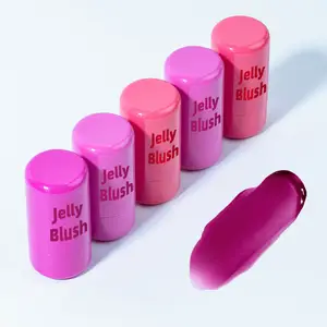 Biểu tượng tùy chỉnh Vegan Tinted độ ẩm dính Jelly Tint Blush miễn phí Sheer Lip Cheek Stain bouncy Jelly Stick Blush