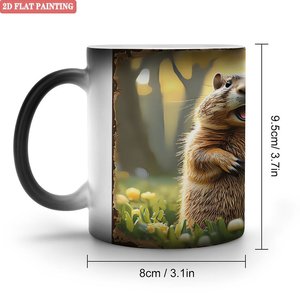 Mug de pique-nique pour l'extérieur, noir givré, 11 oz, en céramique, tasse magique sensible à la chaleur - Product Image 2