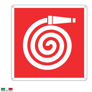 Segnale con simbolo tubo antincendio 25x25 cm, in alluminio riflettente, per la sicurezza - Product Image 3