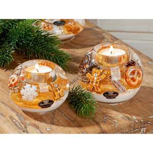 6er Pack Dreamlight, Teelichtleuchter, Mercur Smart, "Gingerbread", Glas, Braun, goldfarben, H. 6 cm, D. 8 cm (920973425) - Product Image 1