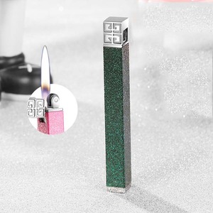 ไฟแช็คบุหรี่โลหะแบบพกพาสำหรับผู้ชายไฟแช็คสีน้ำตาลแบบแถบบาง - Product Image 6