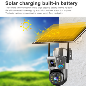 V380 6MP 4G Solar CMOS Dual Lens PTZ <b>Camera</b> with Full-color Night Vision Waterproof Low Energy <b>Wireless</b> Memory Card Support - Product Image 4