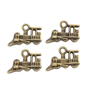 Ciondolo Vintage a Forma di Motore di Treno in Lega di Bronzo Anticato con Anello Singolo per Banner di Compleanno per Bambini e Lavori Artigianali - Product Image 4