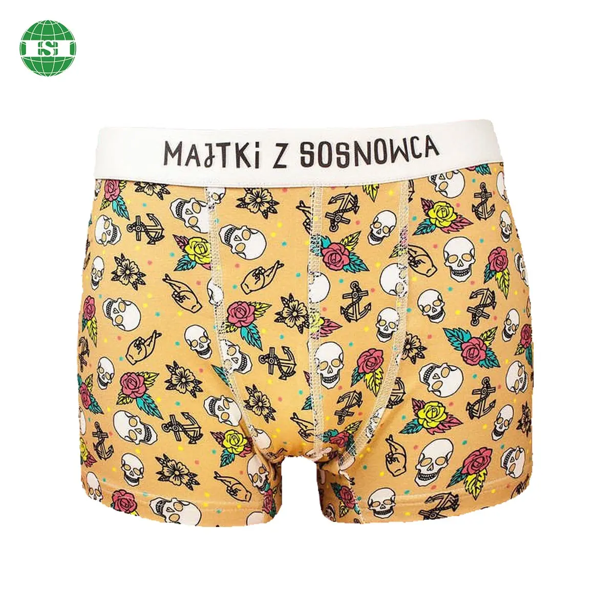 Boxer shorts masculinos de logotipo personalizado subiu um d crânio imprimir roupa interior para meninos personalização completa com seu próprio pacote de tecnologia