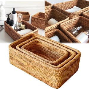 Cesti di stoccaggio in Rattan rettangolare cesto per <span class=keywords><strong>pane</strong></span> di nidificazione intrecciato fatto a mano alla rinfusa cestini di <span class=keywords><strong>vimini</strong></span> poco profondi intrecciati - Product Image 5