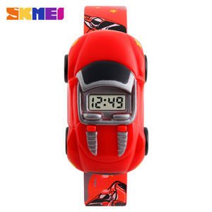 Skmei Cartoon Car Childrens Electronic Watch Digital Display Yellow PVC Strap Unisex Toy Gift Watch - Product Image 2