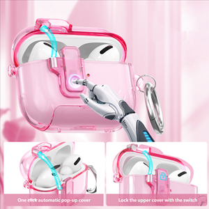 เคสสำหรับ AirPods Pro 3 พร้อมตัวล็อคเพื่อความปลอดภัย เปิดอัตโนมัติ ป้องกันการกระแทก ฝาครอบหูฟังแบบใส สำหรับ Airpods 4 Pro 2 3 - Product Image 3