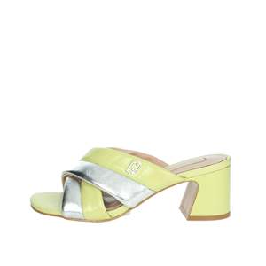 รองเท้าส้นตึกแบบสวมสำหรับผู้หญิง Liu Jo สีเหลือง สายรัดสีเงิน - Product Image 1