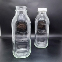 32 Fl. Oz. Bouteille de lait en verre carré transparent de 1 litre imprimée sur mesure 32 oz. Bouteilles de liquide de jus en verre Squat Pint 1000ml