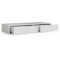 Coiffeuse murale blanche suspendue en bois pour chambre à coucher avec 2 tiroirs