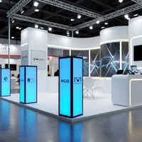 Affichage publicitaire AWE, logo personnalisé, boîte lumineuse LED pliable multi-alimentation pour salon professionnel (TA101B)