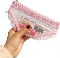Pochette de rangement portable en coton et dentelle YY Bow, pour rouge à lèvres, crayon à sourcils, organiseur de maquillage, sac à pinceaux de voyage
