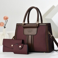 Ensemble de sac à main et portefeuille de luxe 2026 pour femme, en cuir PU, durable, multifonctionnel, à motif géométrique, personnalisable, trois pièces