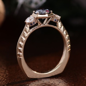 Bague en or jaune 10k 14k 18k avec moissanite DEF VVS de dernière génération, design coloré, taille ronde, sertie en bélière, pour homme, bague de promesse - Product Image 3