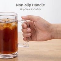 Grande tasse à bière en plastique PC transparent de qualité alimentaire, incassable, grande capacité, avec poignée