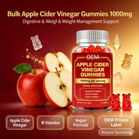 Gummies de Vinaigre de Cidre de Pomme en Vrac 1000mg 60 Unités Vitamines B Végétaliennes Saveur Pomme Naturelle Marque Privée OEM