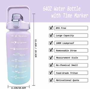 Large Capacity 3-in-1 Portable Eco-Friendly Anti-corrosion Gradient Sports Water Bottle Direct <b>Drinking</b> <b>Straw</b> Made In Vietnam - Product Image 5