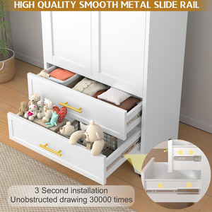 Armoire en métal armoire penderie pour chambre à coucher armoire à 2 tiroirs armoire blanche mode 2 portes armoire avec tige de suspension - Product Image 6