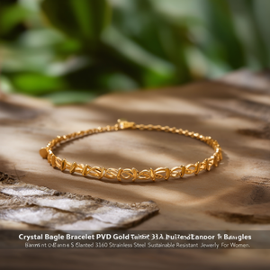 Crystal Cross <b>Bangle</b> <b>Bracelet</b> PVD Gold Plated 316L Stainless Steel Classic Everyday Wear Sustainable Resistant Jewelry for Women - Product Image 3