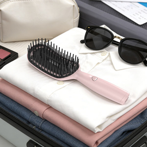 Rechargeable Atomizing Comb Pink Nylon Brush Portable Electric Hair Volumizing Styling Tool - Product Image 1