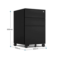 Petit meuble de rangement en acier avec roue, piédestal mobile sous le bureau, meuble de bureau, armoire en métal, classeur à 3 tiroirs