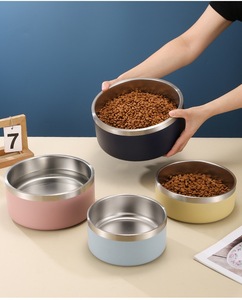 Double-Layer Stainless Steel Pet <b>Bowl</b> <b>Large</b> Capacity Non-Slip Anti-Spill <b>Dog</b> & <b>Bowl</b> Solid Pattern Drinking Water & Food <b>Bowl</b> - Product Image 1