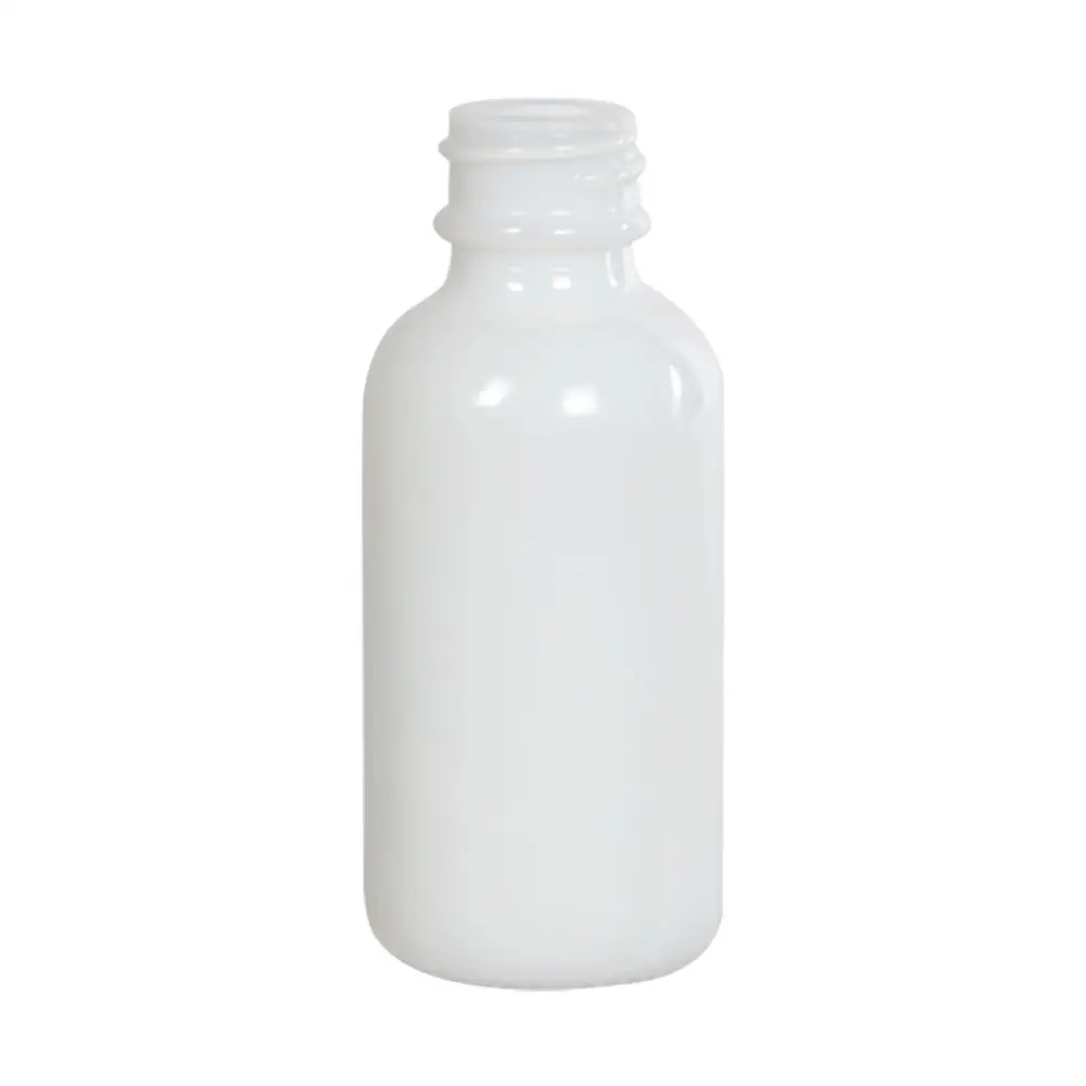 1 oz. White Glass Boston Round Bottle with 20-400 Neck