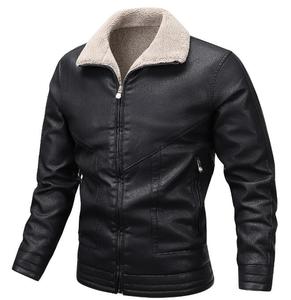 Giacca invernale calda da uomo giacca <span class=keywords><strong>marrone</strong></span> collo di <span class=keywords><strong>pelliccia</strong></span> giacca di pelle spessa giacca di pelle per uomo - Product Image 4